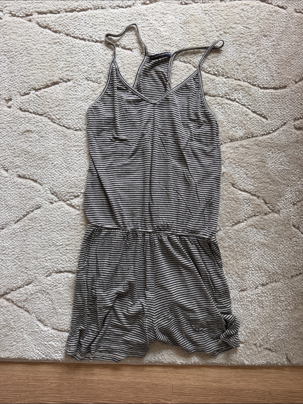 Brandy Melville Black & White Striped Sleeveless Romper